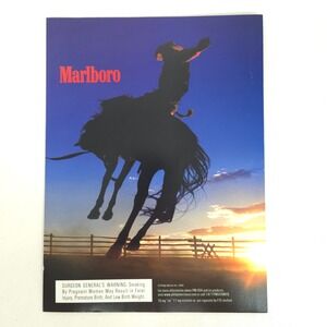 Vintage Marlboro Cigarette Print Ad Western Cowboy Sunset Advertising Decor Y2K